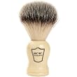 Synthetic Bristle Shaving Brush with White handle and Free Stand from Parker Safety Razor