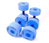 Exervo Water Exercise Foam Pool Dumbbells Combo Set Light & Medium Resistance Pairs, Blue With Free Mesh Dry Bag
