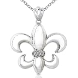 Fleur-de-lis Diamond Pendant in 14k White Gold (HI/I1)