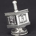 SILVER DREIDEL - SILVER BEADED DREIDEL ON STAND - dreidel