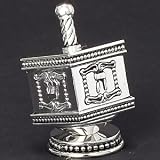 SILVER DREIDEL - SILVER BEADED DREIDEL ON STAND - dreidel