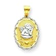 14k Rhodium Oval Guardian Angel Pendant