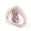 Jesus the Good Shepherd Pewter table stand on transparent pressed Glass (7cm or 2.8 inches high).
