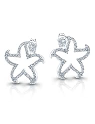 14k White Gold 0.34 Ctw Starfish Earrings