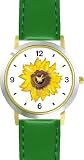 41G6dGUH1gL. SL160  Sun Flower or Sunflower   WATCHBUDDY® DELUXE TWO TONE THEME WATCH   Arabic Numbers   Green Leather Strap Womens Size Small