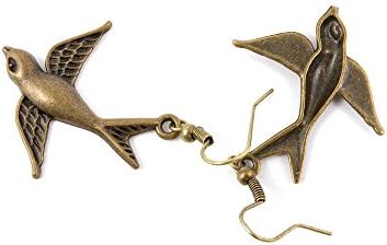 30 Pairs Jewelry Making Antique Bronze Brass Tone Earring Supplies Hooks Findings Y1JH5 Swallow