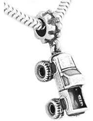 Sterling Silver Three Dimensional Truck Dangle Bead Charm