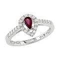 14K White Gold .25ct.t.w. Diamond-Accented Pear-Shaped Ruby Ring