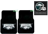 3-Piece Philadelphia Eagles Automotive Interior Gift Set - A Set of 2 NFL Licensed Universal-Fit Molded Front Rubber Floor Mats and One Official NFL Licensed Team Helmet Logo Air Freshener Pine Forest Scent