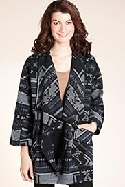 Navajo Print Mid Length Coat with Wool