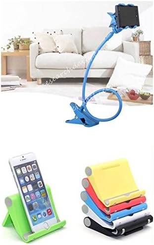 eShopMind Universal Cell Phone Clip Holder Bracket Flexible Long Arms for iPhone, GPS Devices, Fit On Desktop Bed Mobile Stand for Bedroom, Office, Bathroom, Kitchen - Blue