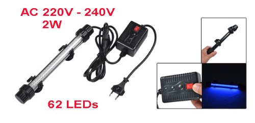 Como Aquarium Lighting Blue Light 2W 62 LEDs Submarine Lamp w Transformer