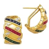 14k Gold, Diamond, Ruby, Emerald & Sapphire Earrings (3.06ctw)