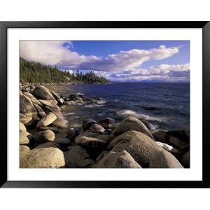 Shoreline of Boulders, Lake Tahoe, California, USA Photography Framed Art Poster Print by Adam Jones, 49x39
