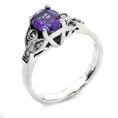Sterling Silver Amethyst/Marcasite Ring