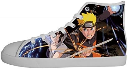 Girl's Fashion Sneakers Casual Cartoon NARUTO Hokage White Low Top Canvas Shoes