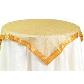Pack of 4 Cognac Library Gold Sheer Glitter Organza Table Toppers 54