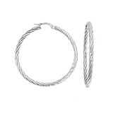 Karat Platinum 1 3/8 Inch Twist Hoop Earrings