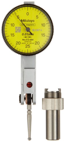 Mitutoyo 513-466E Dial Test Indicator, 0-0.5mm Range, 0.01mm Resolution, 5 Micrometer Accuracy, 0-25-0 Dial Reading, Basic Set