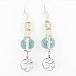 Om (Aum) Dangle Earrings in Sterling Silver with Blue and Yellow Faceted Quartz, #7460