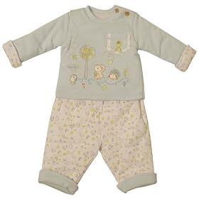 Pequilino Boys Windy Woods Top and Trouser (Blue/White, 0 - 3 Months)