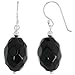 Sterling Silver Dangle Earrings, w/ Faceted Oval title=