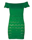 Green Seamless Dress Cut Out Bottom Pattern Ribbed Top