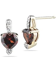 0.04 Cts Diamond & 1.75 Cts Garnet Earrings in 14K Two Tone Gold
