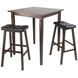 Winsome 3pc Kingsgate High/Pub Dining Table with Cushioned Saddle Stool