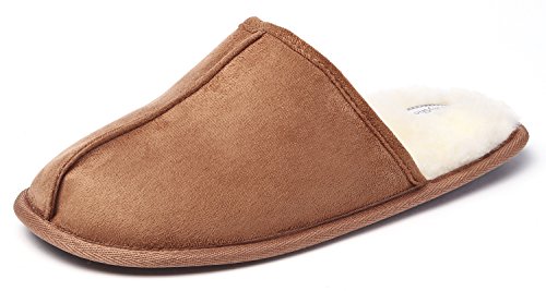 KushyShoo Men's Slip-on Indoor Outdoor Scuff Fluff Slippers