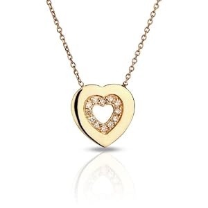 Luxveritasgemma - COMC03230 - Collier Femme - Coeur - Or jaune 375/1000 1.2 gr - Diamant 0.06 cts - 42 cm