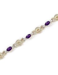 14kt Yellow Gold Oval Amethyst and Diamond Bracelet