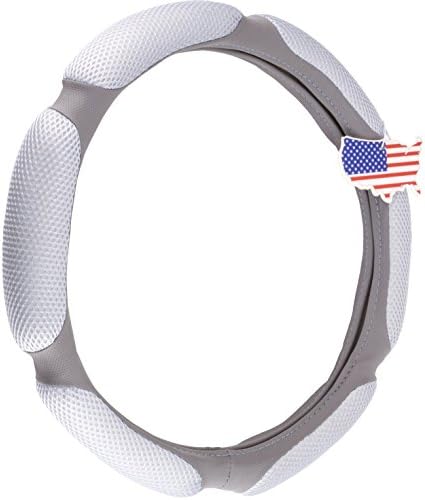 Steering Wheel Cover - Gray, Odorless, Warmer Hands In Winter, Cooler Hands In Summer, Includes American Style Air Freshener