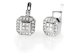 18K White Gold Earrings Enhanced with Baguette and Pave set Diamonds