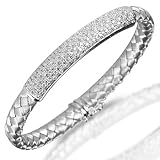18 Kt Beautiful Handwoven Diamond Pave Bangle Bracelet