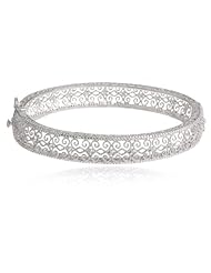 Sterling Silver Diamond Accent Filigree Bangle Bracelet, 7.25