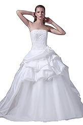 Strapless Satin/Silk/Tulle Beaded Lace-Up Backless Evening Dress  with a Chapel Train 