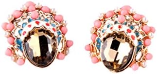 Dozoo Chinese Peking Opera Beauty Hot Sale Alloy Inlaid with Pearls Earrings(Pink)