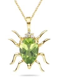 0.02 Cts Diamond & 1.10 Cts Peridot Pendant in 14K Yellow Gold