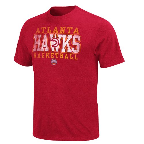 NBA Men's Atlanta Hawks Posted Victory Short Sleeve Crew Neck Washed Tee, Bright Cardinal Heather, Large