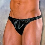 Men's Unique Leather Thong Lycra Back One Size