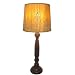 Carved Wood Buffet Lamp with Rust Silk Fabric Shade - India Traditional Image