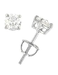 Stud Earrings 2-1.07cttw Round Diamonds Set in 14KT White Gold Basket Mountings