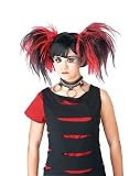 Black Red Gothic Cheerleader Wig Adult Costume Accessory