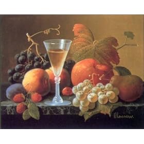Roesen Grapes Fruit And White Wine 1 Art Poster Print - 20" X 16"