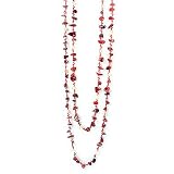 Genuine Red Coral Necklace with Freshwater Pearls, 63 Inches Long