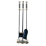 Outdoor Living : UniFlame 4 Piece Solid Black And Brass Textured Fireset