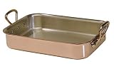 Mauviel Cuprinox 2.5 mm 16-by-12-Inch Rectangular Roasting Pan with 8-1/2-Quart Capacity and Bronze Handles