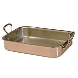 Mauviel Cuprinox 2.5 mm 16-by-12-Inch Rectangular Roasting Pan with 8-1/2-Quart Capacity and Bronze Handles