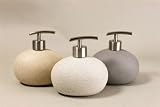 WHITE Stone Effect Round Soap Dispenser